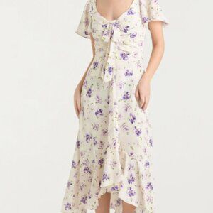 BWNT Tossed Poppies Isha Dress - White